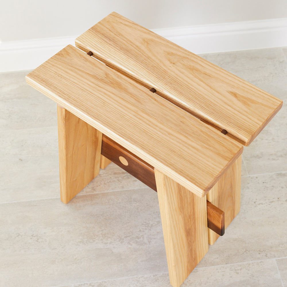 Ash and Walnut Duel Stool furniture design by Richard Pearce woodwork and joinery Cornwall