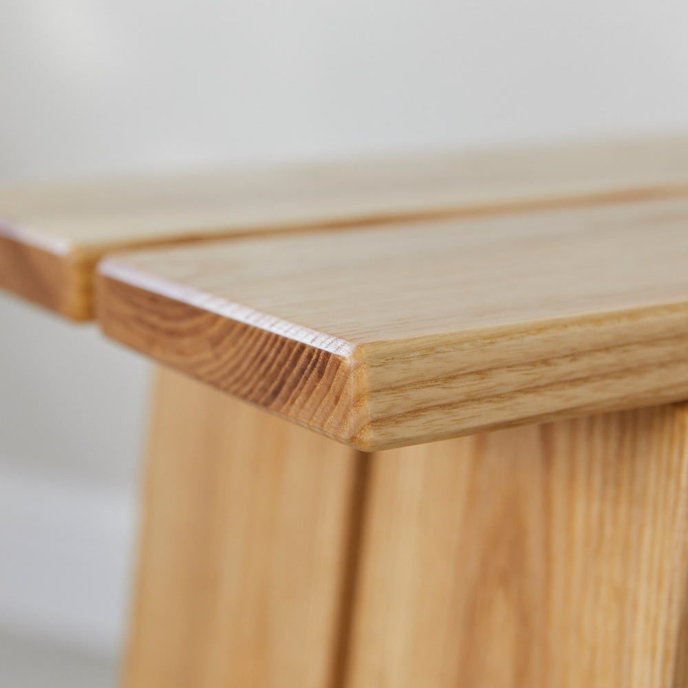 Quality finish detail Ash and Walnut Duel Stool furniture design by Richard Pearce woodwork and joinery Cornwall